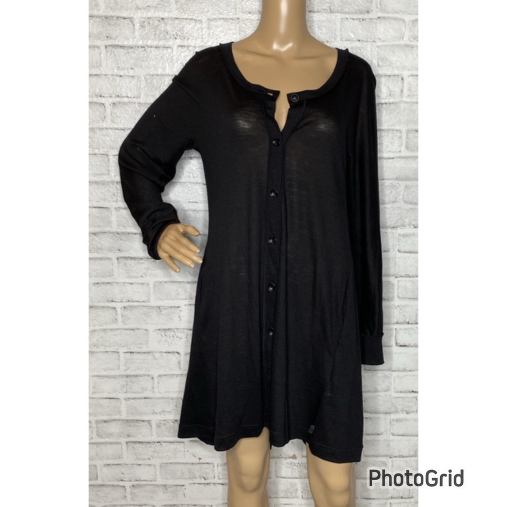 Oska black wool cardigan long length layering